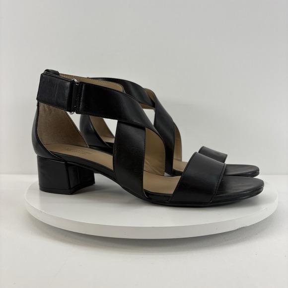 Naturalizer N5 Comfort Adele Block Heel Sandals Women's Size 7 M Black - Picture 1 of 8